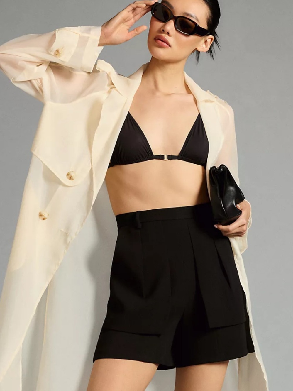 Anthropologie Maeve Black High-Waisted Pleated Trouser Shorts